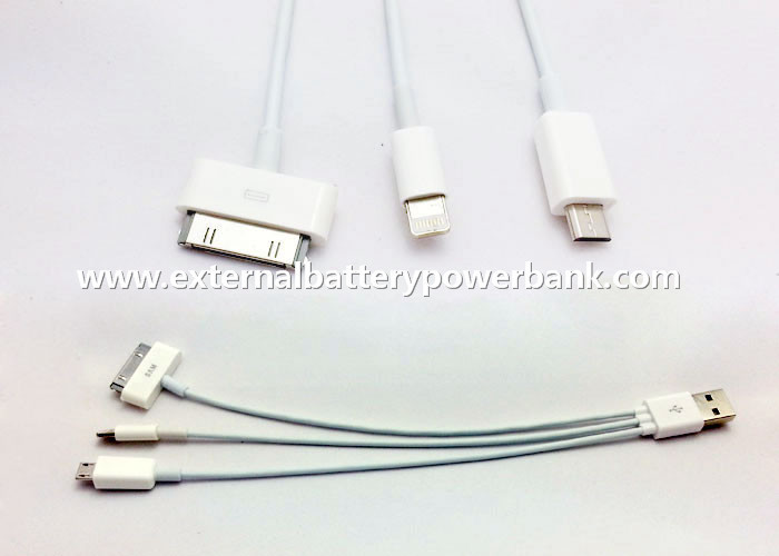 Micro/4G/8Pin のコネクターが付いている 1 つの円形 USB 充満ケーブルに付き白 3 つ