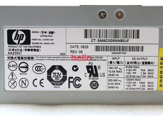 コンパック活動的なファンが付いている 337867-001 の 1300W HP サーバー電源