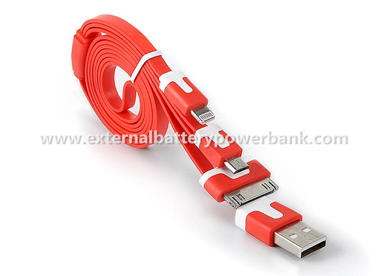3 つ iPhone 4G/4S 5G/5S/Samsung のための 1 つの平らなヌードル USB のデータ転送ケーブルに付き