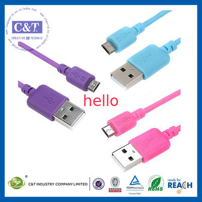 着色されたマイクロ Smartphone USB のデータ転送ケーブルのこんにちは速度 2 1 の